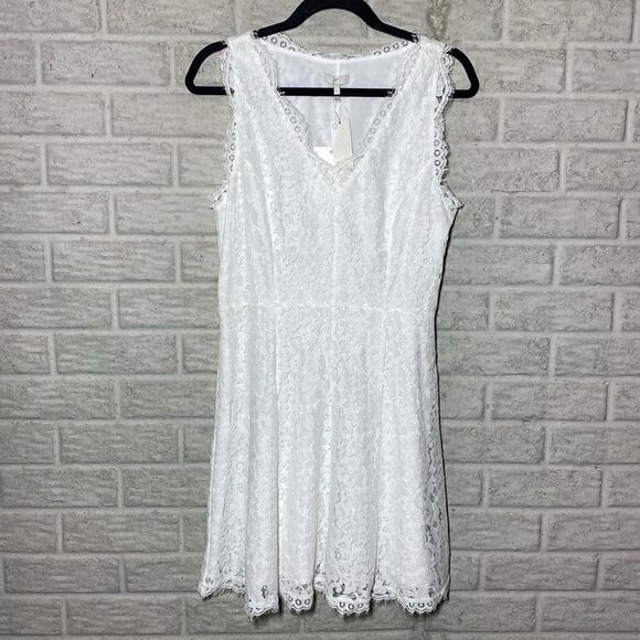 NWT MSRP $299 Joie Nikolina B. Lace A-Line Dress White Women's Size Large - Picture 4 of 8